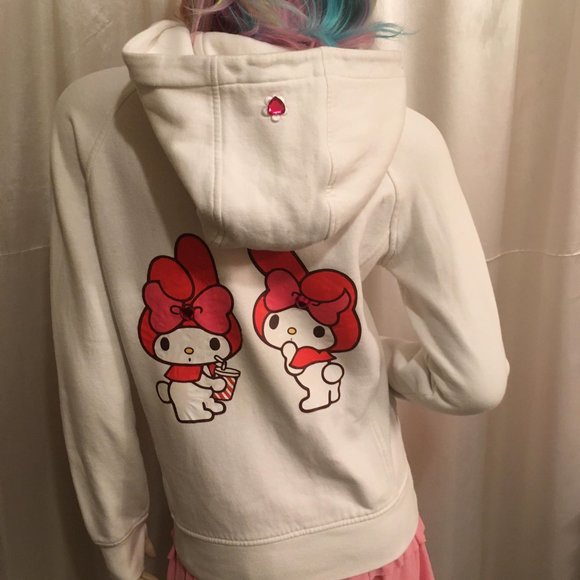 ADORABLE new vintage y2k hoodie and crop top with my melody and crystal hearts! - Picture 8 of 15